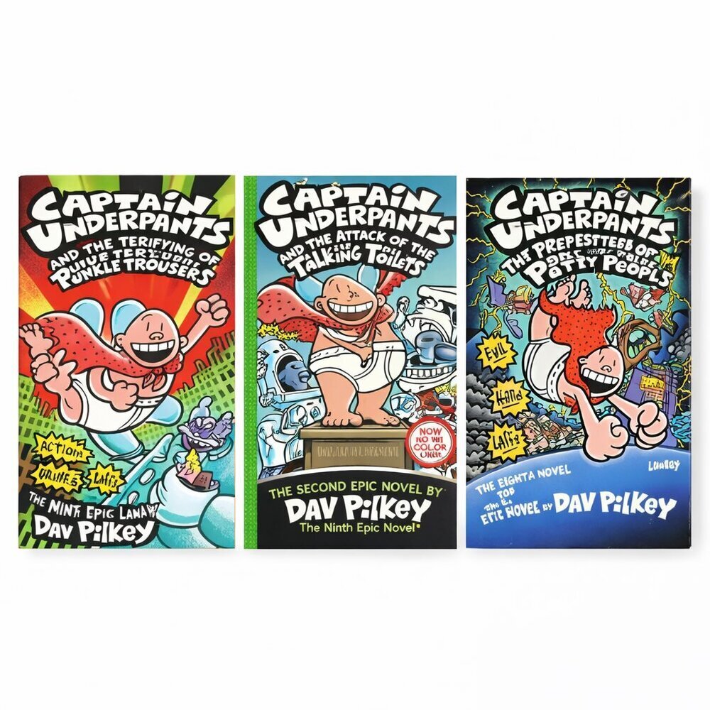 THE ADVENTURES OF CAPTAIN UNDERPANTS (3 Books) Hardcover